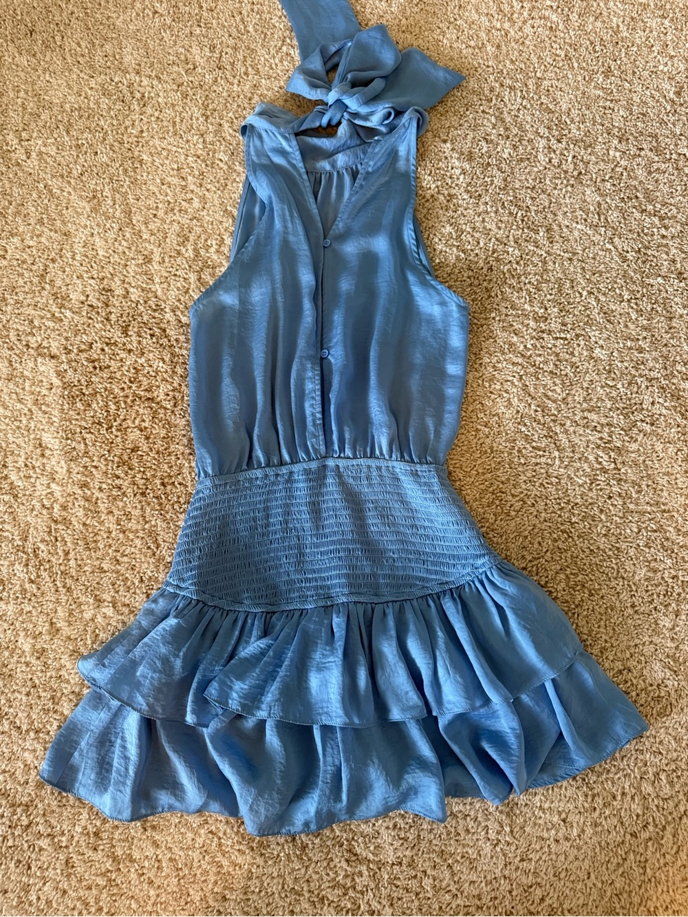 American Threads Light Blue Ruffled Mini Dress - Picture 2 of 4